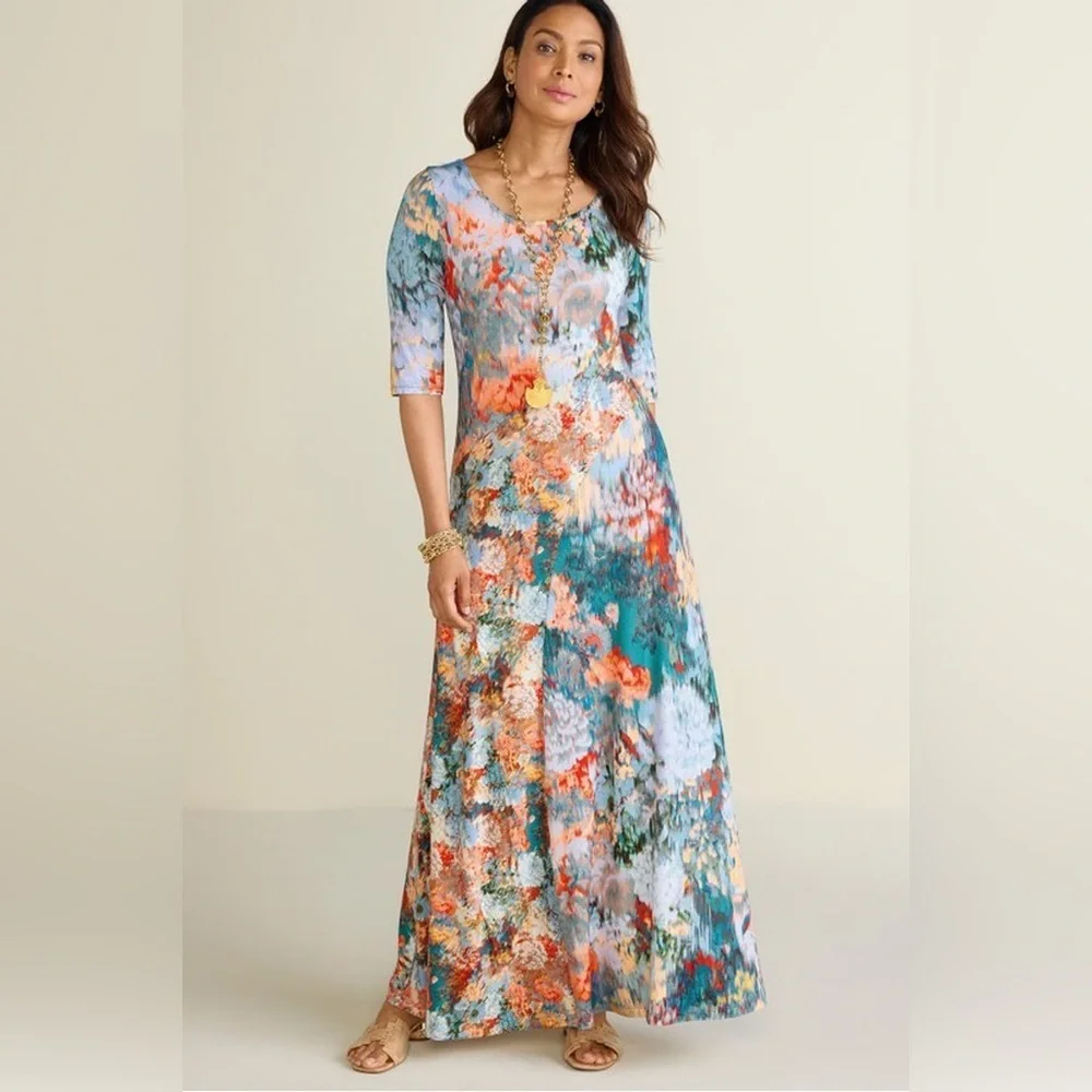 Soft Surroundings Nanette Dress Floral Multicolor Maxi Dress - Picture 15 of 15
